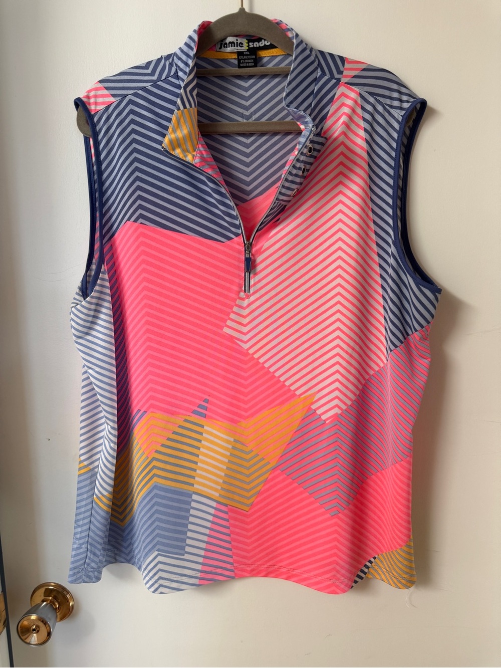 jamie sadock Sleeveless Zip Golf Top in Pink, Blue, Yellow